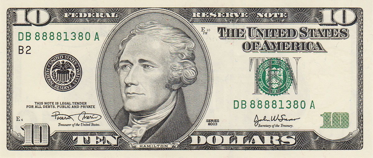 a ten dollar bill